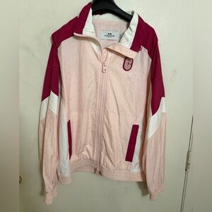Coach Women’s C print Pink and White Utility Jacket Windbreaker large L
